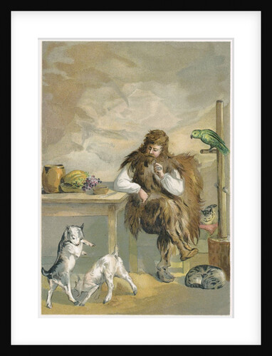 Robinson Crusoe with his animals by Anonymous