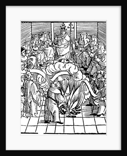 Pope Leo X supervising burning of Martin Luther's books by Anonymous