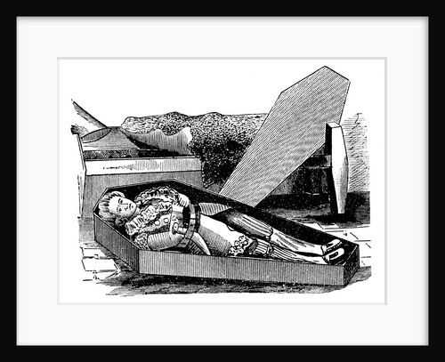Daniel Boone trying out coffin for size by Anonymous