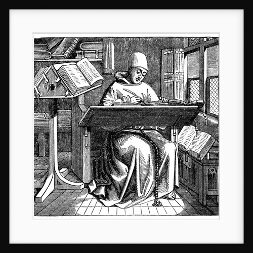 Monk writing in scriptorium by Anonymous
