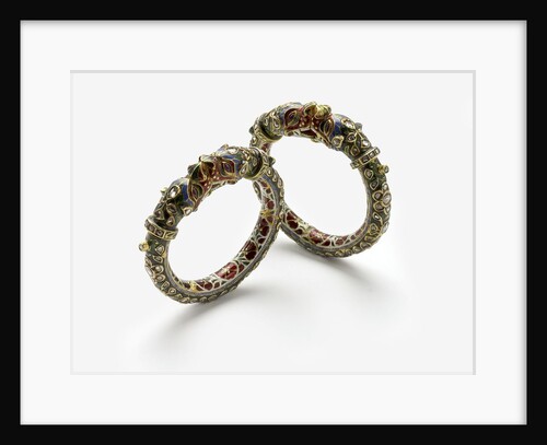 Pair of enamelled Indian Mughal period Kada bracelets by Anonymous