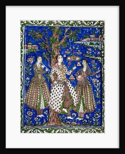 Ceramic tile panel with female musicians by Anonymous