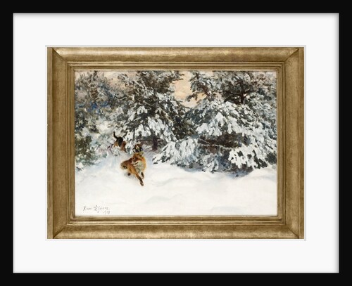Winter Landscape with Fox and Hounds by Bruno Liljefors