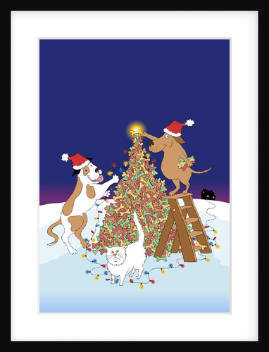 Dogs Decorating a Tree by Anonymous