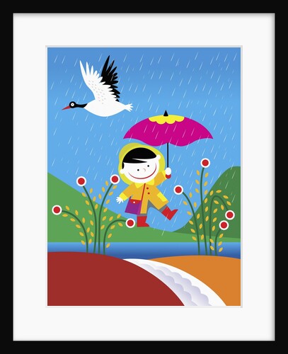 Girl Walking in the Rain by Anonymous