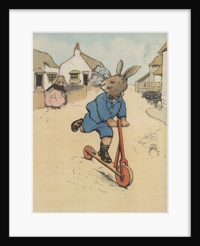 Illustration of rabbit on kick scooter by Anonymous