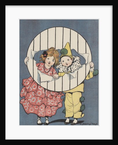 Illustration of girl and boy wearing costumes by Anonymous
