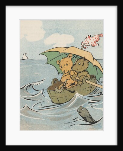 Illustration of two bears in makeshift boat by Anonymous