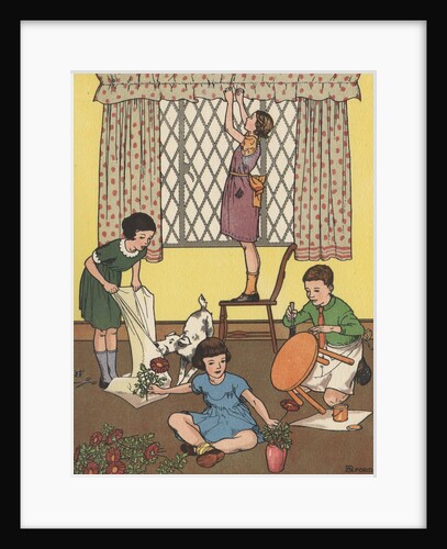 Illustration of children working on household projects by Anonymous