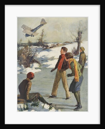 Illustration of children watching plane crash by Anonymous