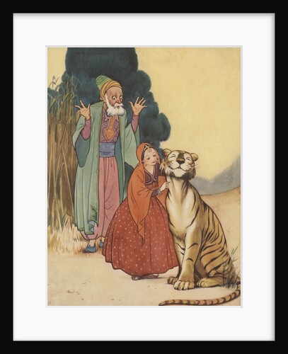 Illustration of man and girl with tiger by Anonymous