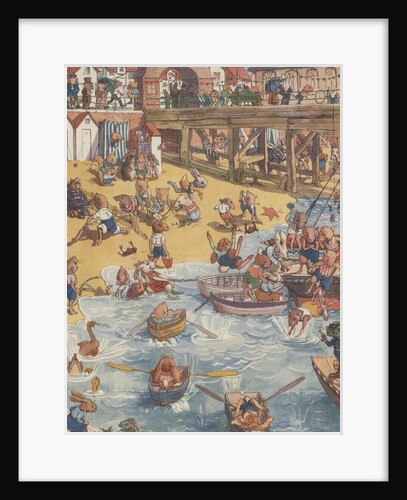 Illustration of animals at the beach by Anonymous