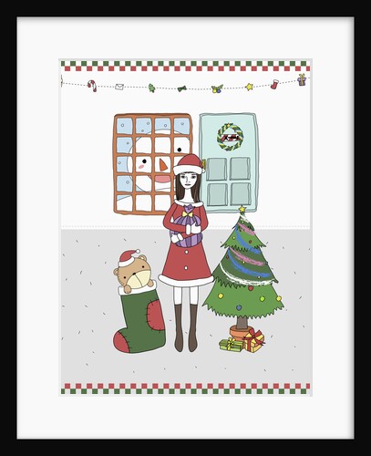 Girl with christmas decoration by Anonymous