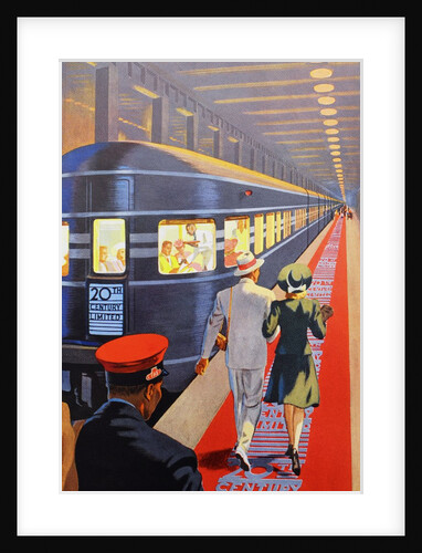 Couple walking toward passenger train by Anonymous