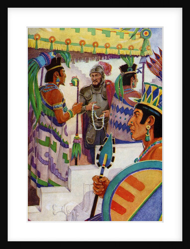 Hernan Cortes meeting Montezuma by Anonymous