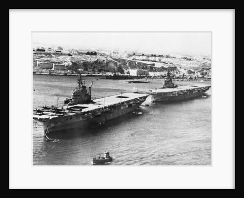 British Light Fleet Carrier Vengeance and sister ship in the Mediterranean by Anonymous