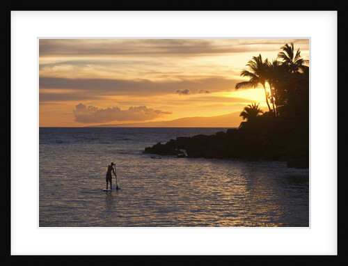 Stand-up paddler at sunset on Maui, Hawaii by Anonymous