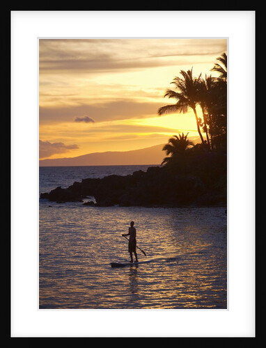 Stand-up paddler at sunset on Maui, Hawaii by Anonymous