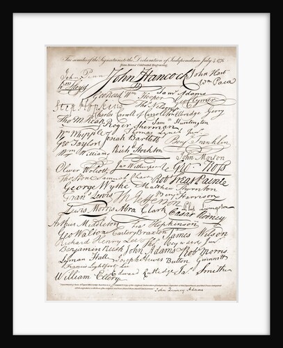 Facsimile of signatures on the Declaration of Independence by Anonymous