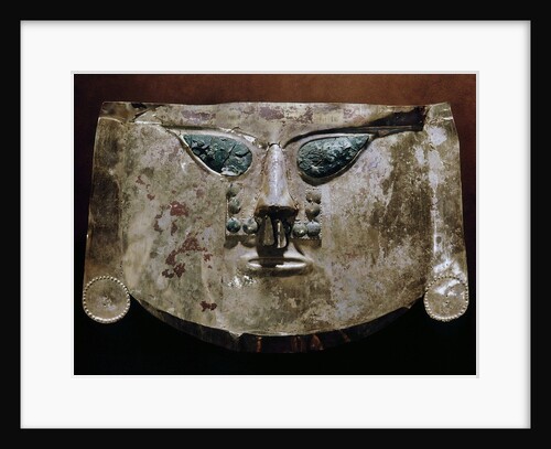 Gold Lambayeque burial mask with copper inlay eyes by Anonymous