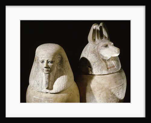 Ancient Egyptian limestone canopic jars by Anonymous