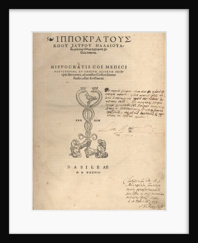 Title page of the collected works of Hippocrates by Anonymous