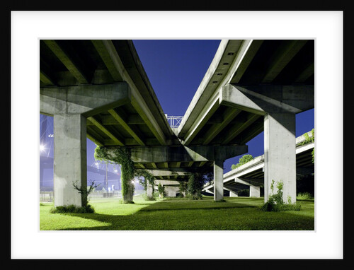 Highway overpass at night by Anonymous