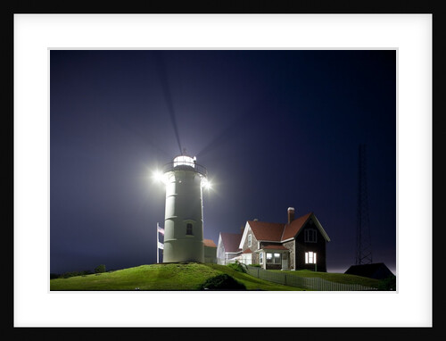 Nobska Light in fog at night by Anonymous