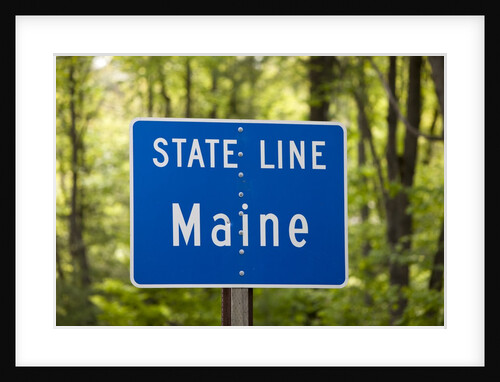 Maine state line road sign by Anonymous