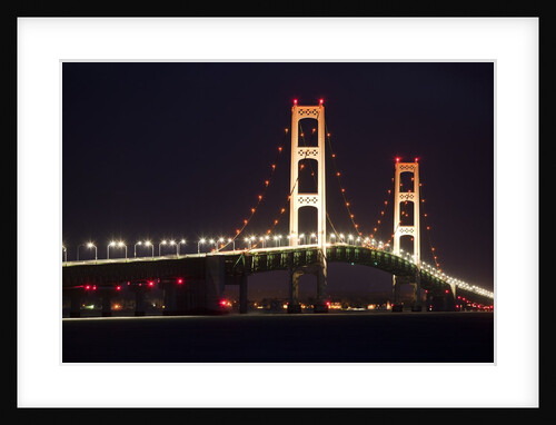 Mackinac Bridge at night by Anonymous