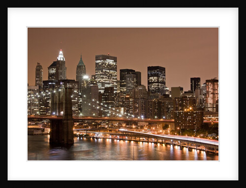 Brooklyn Bridge and Manhattan Skyline, New York City by Anonymous
