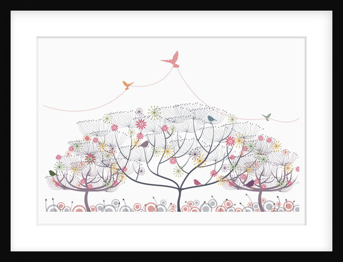 Trees and bird by Anonymous