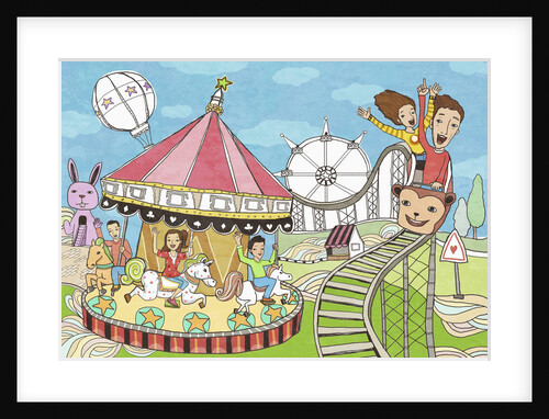 Calendar illustration amusement park by Anonymous