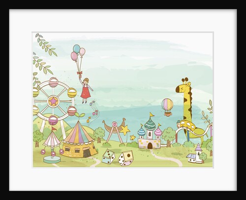Girl in amusement park by Anonymous
