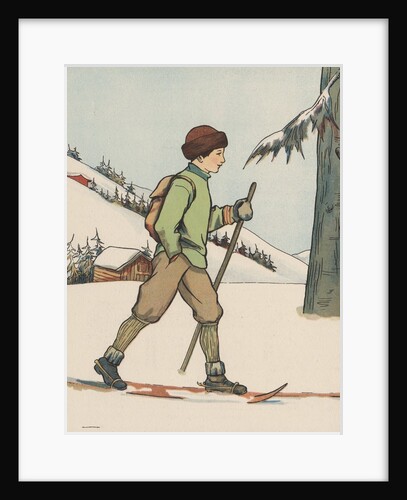 Boy cross-country skiing by Anonymous