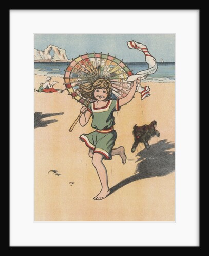 Girl running on beach by Anonymous
