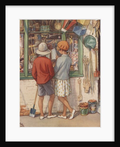 Children looking in window of toy shop by Anonymous