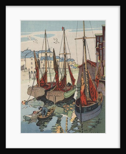 Boats in harbor by Anonymous