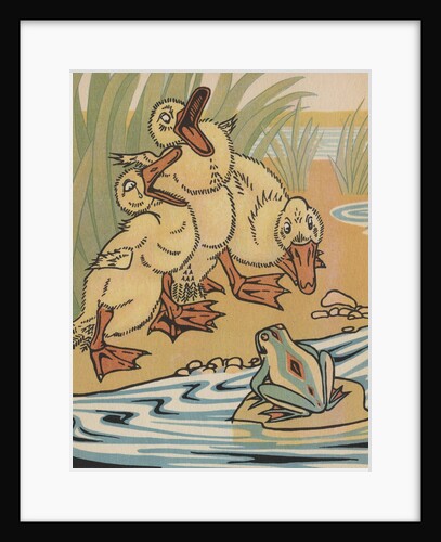 Ducklings and frog by Anonymous