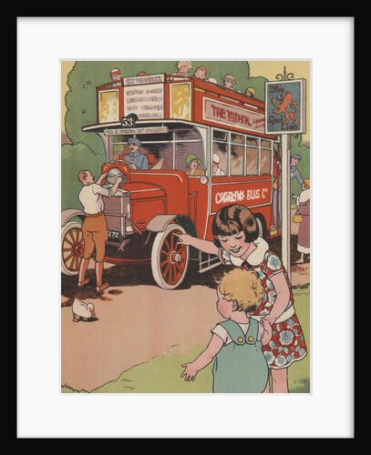 Man putting gas into double-decker bus by Anonymous