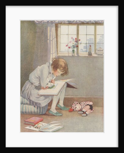 Girl reading book by Anonymous