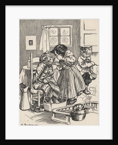 Sick cat being fed gruel by Anonymous
