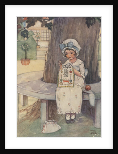 Girl sewing sampler by Anonymous