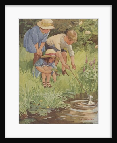 Children playing near water's edge by Anonymous