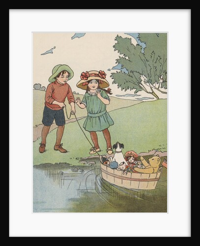 Children playing with toys on water by Anonymous