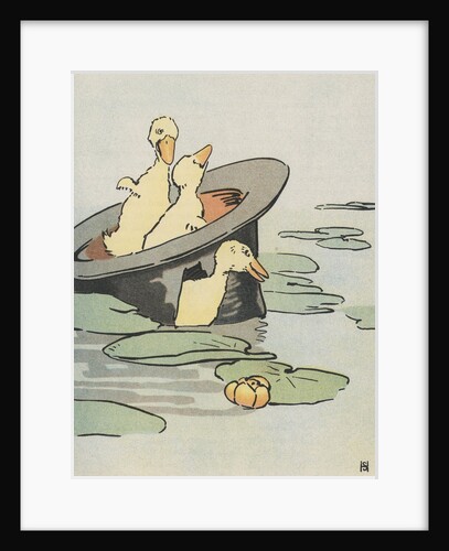 Three ducklings in a hat by Anonymous