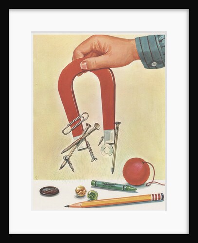 Metal objects sticking to magnet by Anonymous
