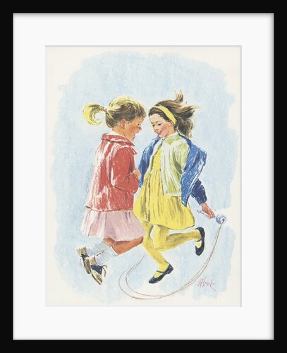 Girls jumping rope by Anonymous