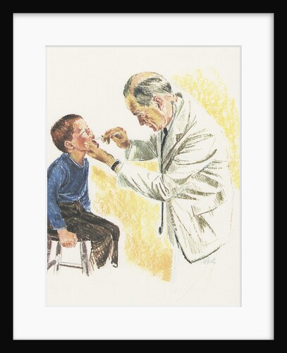 Doctor examining boy by Anonymous