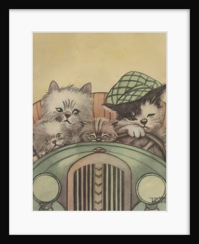 Cat family driving in car by Anonymous